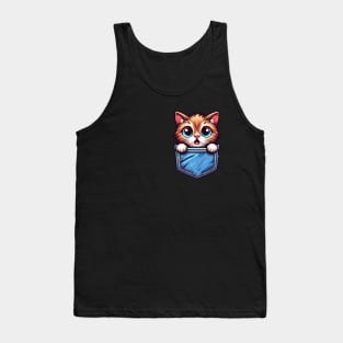 cat pocket Tank Top